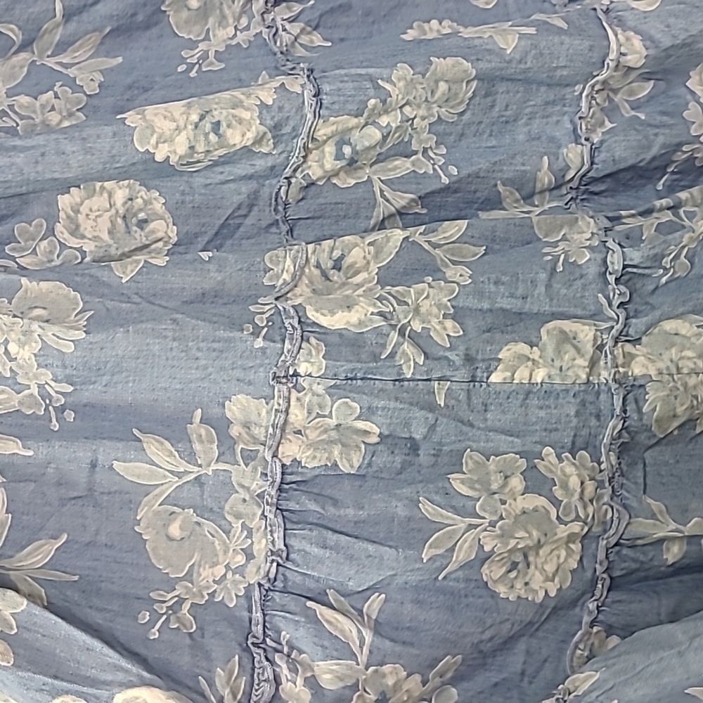 Old Navy Size 4X Blue Floral Cotton Smocked Tiered Sleeveless Midi Dress - Picture 4 of 10